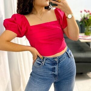 Sim & Sam Pink Flame Blouse Top Size Small